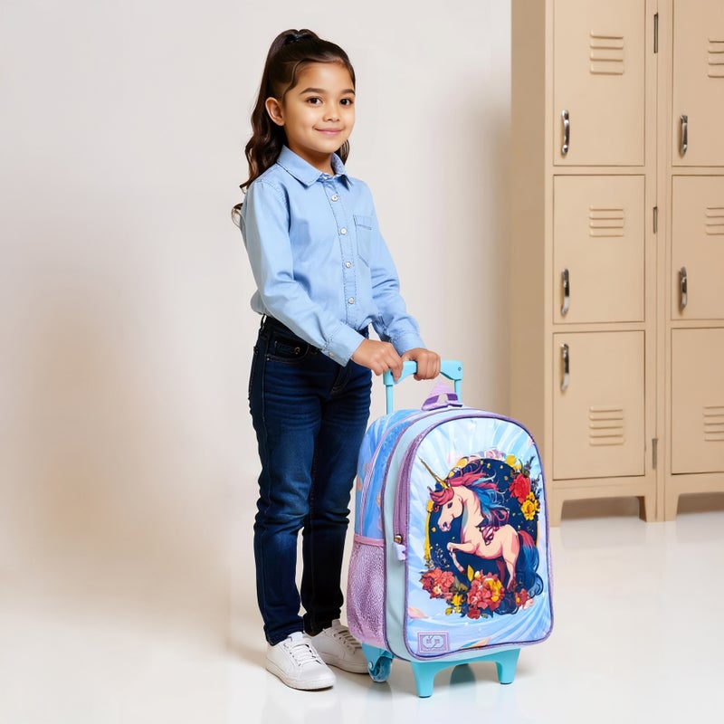 sami_studio 16 Inch Trolley-Unicorn-Set Of 5-2 Cmprt With Zip- (Polyester ) Multicolor \ 34X20X47.5 - Image 2